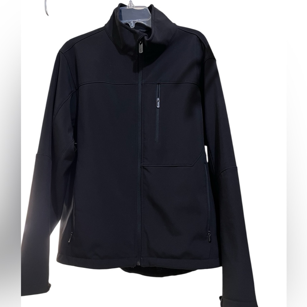 T Tech by Tumi men’s jacket mid weight soft shell black full zip jacket L